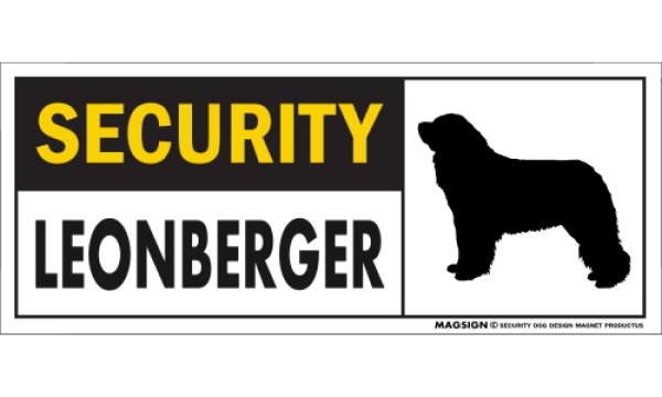 画像1: [MAGSIGN] レオンベルガー セキュリティーマグネット＆ステッカー 英語 警備 防犯 SECURITY LEONBERGER 対象:車(ドア/ガラス/ボディ)・屋外(玄関扉/窓ガラス/メールポスト) 日本製 (1)