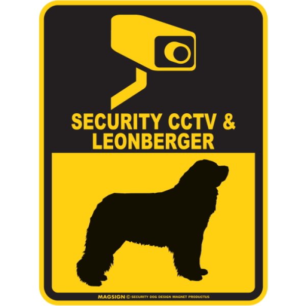 画像1: レオンベルガー＆防犯カメラ 監視 警戒中 英語 マグサイン(マグネット/ステッカー)：SECURITY CCTV ＆ LEONBERGER [MAGSIGN] (1)