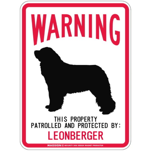 画像1: [MAGSIGN] LEONBERGER 注意 英語 WARNING 警告/保護/警戒 車 屋外用 マグネット＆ステッカー 日本製：レオンベルガー (1)