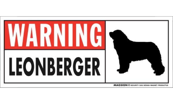 画像1: [MAGSIGN] レオンベルガー 注意マグネット＆ステッカー 英語 警戒/警告 WARNING LEONBERGER 対象:車(ドア/ガラス/ボディ)・屋外(玄関扉/窓ガラス/メールポスト) 日本製 (1)