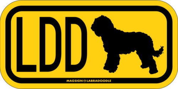 画像1: [MAGSIGN] ラブラドゥードル イニシャル(アルファベット３文字) シルエット マグネット＆ステッカー LABRADOODLE ローマ字ロゴ入り 車/屋外用 日本製 (1)