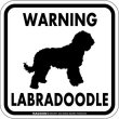 画像1: [MAGSIGN] WARNING LABRADOODLE マグネット＆ステッカー：ラブラドゥードル(ホワイト/イエロー/オレンジ) 注意 英語 正方形 車＆屋外用(防水性/耐光性) 日本製 (1)