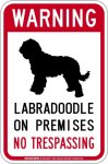 画像1: [MAGSIGN] ラブラドゥードル 警戒 英語 立入禁止 マグネット＆ステッカー WARNING LABRADOODLE ON PREMISES NO TRESPASSING 車/屋外用 日本製 (1)