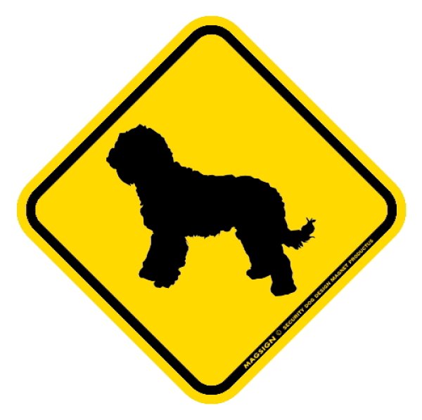 画像1: [MAGSIGN] 犬横断注意/犬飛び出し注意 マグネット＆ステッカー 黄色(イエロー) 車 屋外用(防水/耐水・耐光仕様) 日本製：ラブラドゥードル (1)