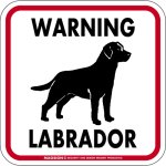画像1: [MAGSIGN] WARNING LABRADOR マグネット＆ステッカー：ラブラドール(ホワイト/イエロー/オレンジ) 注意 英語 正方形 車＆屋外用(防水性/耐光性) 日本製 (1)