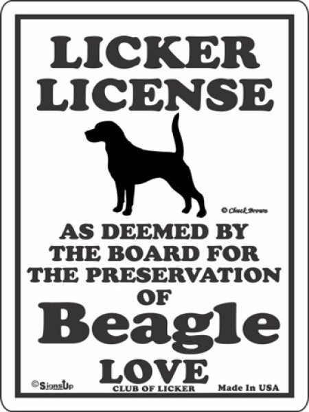 画像1: ビーグル 愛の証 英語サインボード 人舐め許可掲示板：LICKER LICENCE OF Beagle LOVE[MADE IN U.S.A] (1)