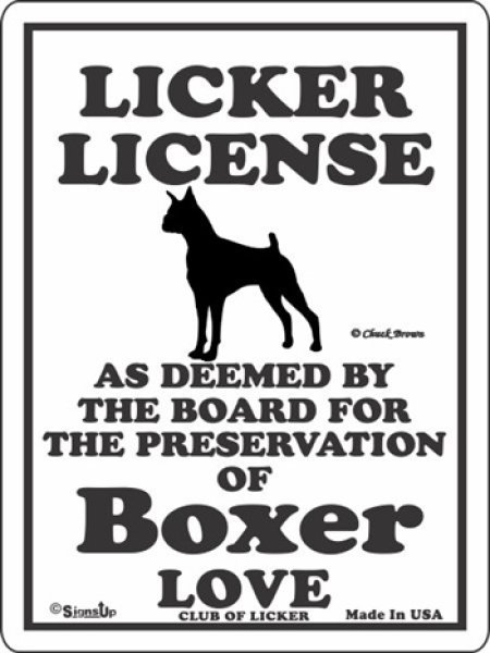 画像1: ボクサー 愛の証 英語サインボード 人舐め許可掲示板：LICKER LICENCE OF Boxer LOVE[MADE IN U.S.A] (1)