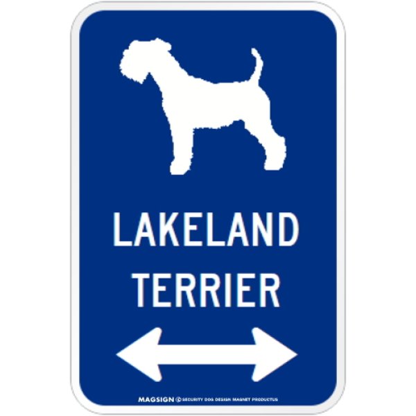 画像1: LAKELAND TERRIER [MAGSIGN] シルエット＆矢印 アメリカン道路標識 英語犬種名 マグネット/ステッカー：ブルー (1)