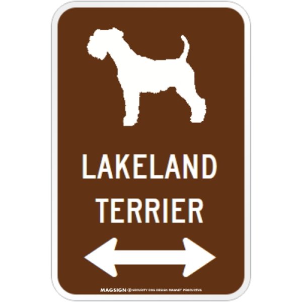 画像1: LAKELAND TERRIER [MAGSIGN] シルエット＆矢印 アメリカン道路標識 英語犬種名 マグネット/ステッカー：ブラウン (1)
