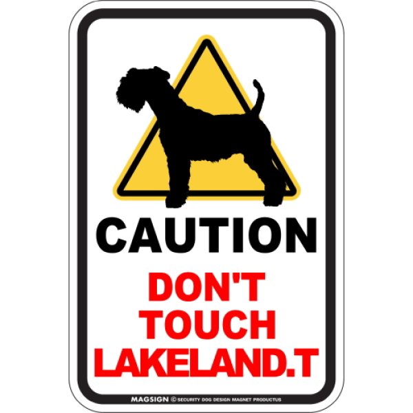 画像1: [MAGSIGN] 犬に手を出さない/触れない/さわらない マグネット＆ステッカー 英語 注意 日本製 CAUTION DON'T TOUCH：レイクランドテリア (1)