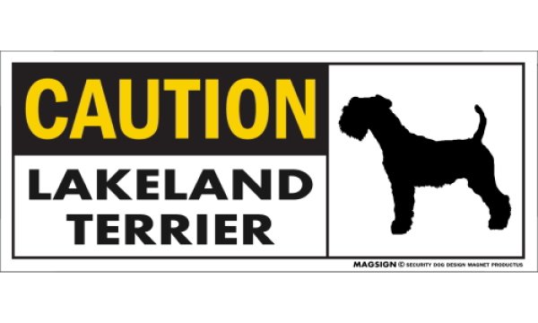 画像1: [MAGSIGN] レイクランドテリア マグネット＆ステッカー 英語 警戒 CAUTION LAKELAND TERRIER 対象:車(ドア/ガラス/ボディ)・屋外(玄関扉/窓ガラス/メールポスト) 日本製 (1)