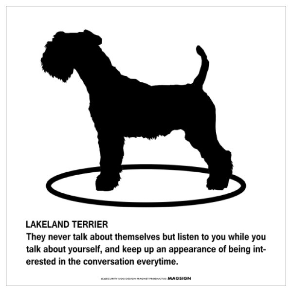 画像1: LAKELAND TERRIER'S POEM [MAGSIGN] ポエムシリーズ マグネット＆ステッカー 防水/耐水・耐光性 日本製 英語＆シルエット：レイクランドテリア（ホワイト/イエロー） (1)