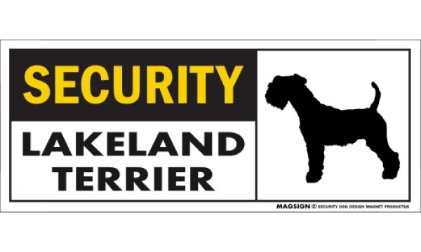 画像1: [MAGSIGN] レイクランドテリア セキュリティーマグネット＆ステッカー 英語 警備 防犯 SECURITY LAKELAND TERRIER 対象:車(ドア/ガラス/ボディ)・屋外(玄関扉/窓ガラス/メールポスト) 日本製 (1)