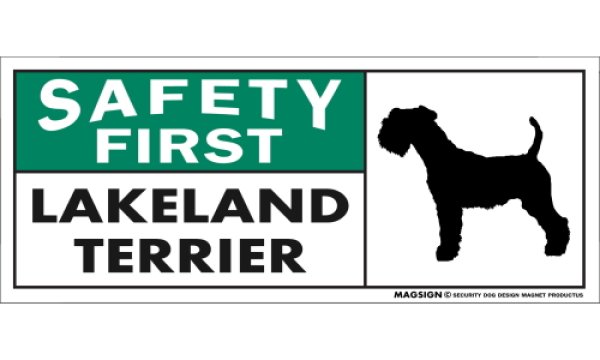 画像1: [MAGSIGN] レイクランドテリア マグネット＆ステッカー 英語 安全第一 SAFETY FIRST LAKELAND TERRIER 対象:車(ドア/ガラス/ボディ)・屋外(玄関扉/窓ガラス/メールポスト) 日本製 (1)