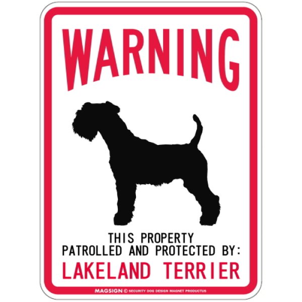 画像1: [MAGSIGN] LAKELAND TERRIER 注意 英語 WARNING 警告/保護/警戒 車 屋外用 マグネット＆ステッカー 日本製：レイクランドテリア (1)