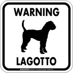 画像1: [MAGSIGN] WARNING LAGOTTO ROMAGNOLO マグネット＆ステッカー：ラゴットロマニョーロ(ホワイト/イエロー/オレンジ) 注意 英語 正方形 車＆屋外用(防水性/耐光性) 日本製 (1)