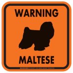 画像3: [MAGSIGN] WARNING MALTESE マグネット＆ステッカー：マルチーズ/フルコート(ホワイト/イエロー/オレンジ) 注意 英語 正方形 車＆屋外用(防水性/耐光性) 日本製 (3)