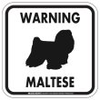 画像1: [MAGSIGN] WARNING MALTESE マグネット＆ステッカー：マルチーズ/フルコート(ホワイト/イエロー/オレンジ) 注意 英語 正方形 車＆屋外用(防水性/耐光性) 日本製 (1)