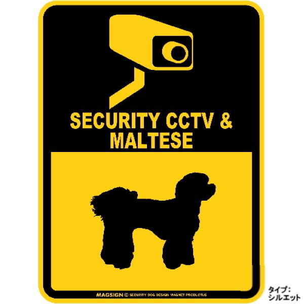 画像1: マルチーズ＆防犯カメラ 監視 警戒中 英語 マグサイン(マグネット/ステッカー)：SECURITY CCTV ＆ MALTESE [MAGSIGN] (1)