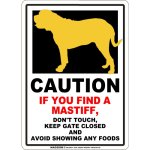 画像1: [MAGSIGN] CAUTION IF YOU FIND マグネット＆ステッカ：マスティフ（ホワイト/イエロー） 手を出さない ドアは閉めたまま 食べ物は見せない 英語 警戒 車 屋外用(防水/耐水・耐光仕様) 日本製 (1)
