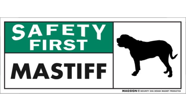 画像1: [MAGSIGN] マスティフ マグネット＆ステッカー 英語 安全第一 SAFETY FIRST MASTIFF 対象:車(ドア/ガラス/ボディ)・屋外(玄関扉/窓ガラス/メールポスト) 日本製 (1)