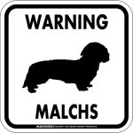 画像1: [MAGSIGN] WARNING MALCHS マグネット＆ステッカー：マルックス(ホワイト/イエロー/オレンジ) 注意 英語 正方形 車＆屋外用(防水性/耐光性) 日本製 (1)