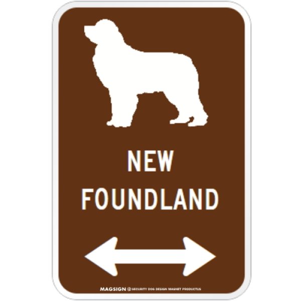 画像1: NEWFOUNDLAND [MAGSIGN] シルエット＆矢印 アメリカン道路標識 英語犬種名 マグネット/ステッカー：ブラウン (1)