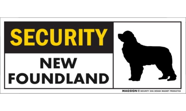 画像1: [MAGSIGN] ニューファンドランド セキュリティーマグネット＆ステッカー 英語 警備 防犯 SECURITY NEWFOUNDLAND 対象:車(ドア/ガラス/ボディ)・屋外(玄関扉/窓ガラス/メールポスト) 日本製 (1)