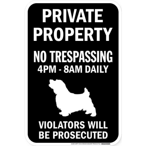 画像1: [MAGSIGN] PRIVATE PROPERTY ブラック マグネット＆ステッカー 黒色 英語 私有地 無断立入禁止 車 屋外用 日本製：ノーフォークテリア (1)