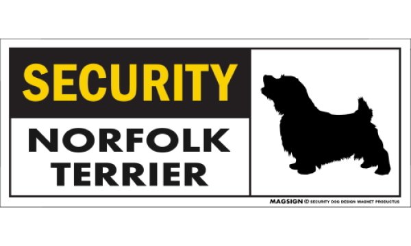 画像1: [MAGSIGN] ノーフォークテリア セキュリティーマグネット＆ステッカー 英語 警備 防犯 SECURITY NORFOLK TERRIER 対象:車(ドア/ガラス/ボディ)・屋外(玄関扉/窓ガラス/メールポスト) 日本製 (1)