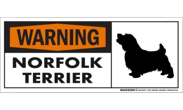 画像1: [MAGSIGN] ノーフォークテリア 注意警告マグネット＆ステッカー(黒オレンジ色) 英語 WARNING NORFOLK TERRIER 対象:車(ドア/ガラス/ボディ)・屋外(玄関扉/窓ガラス/メールポスト) 日本製 (1)