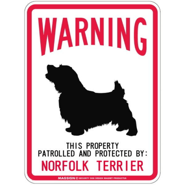 画像1: [MAGSIGN] NORFOLK TERRIER 注意 英語 WARNING 警告/保護/警戒 車 屋外用 マグネット＆ステッカー 日本製：ノーフォークテリア (1)