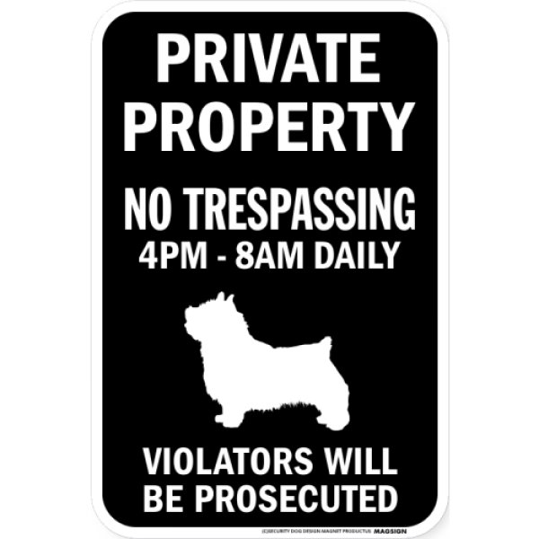 画像1: [MAGSIGN] PRIVATE PROPERTY ブラック マグネット＆ステッカー 黒色 英語 私有地 無断立入禁止 車 屋外用 日本製：ノーリッチテリア (1)