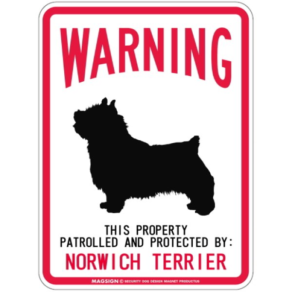 画像1: [MAGSIGN] NORWICH TERRIER 注意 英語 WARNING 警告/保護/警戒 車 屋外用 マグネット＆ステッカー 日本製：ノーリッチテリア (1)