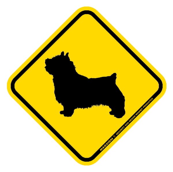 画像1: [MAGSIGN] 犬横断注意/犬飛び出し注意 マグネット＆ステッカー 黄色(イエロー) 車 屋外用(防水/耐水・耐光仕様) 日本製：ノーリッチテリア (1)
