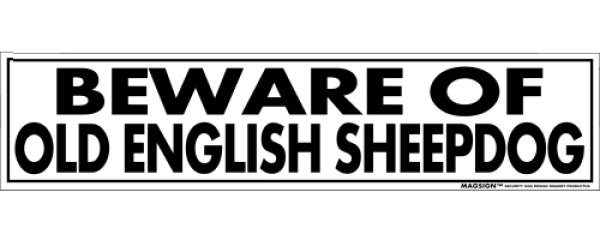 画像1: [MAGSIGN] BEWARE OF OLD ENGLISH SHEEPDOG マグネット＆ステッカー：オールドイングリッシュシープドッグ (1)
