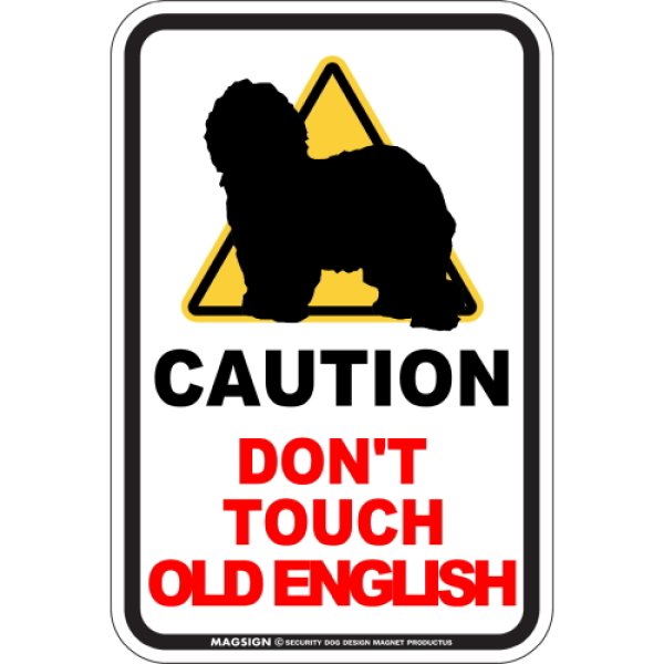 画像1: [MAGSIGN] 犬に手を出さない/触れない/さわらない マグネット＆ステッカー 英語 注意 日本製 CAUTION DON'T TOUCH：オールドイングリッシュ (1)