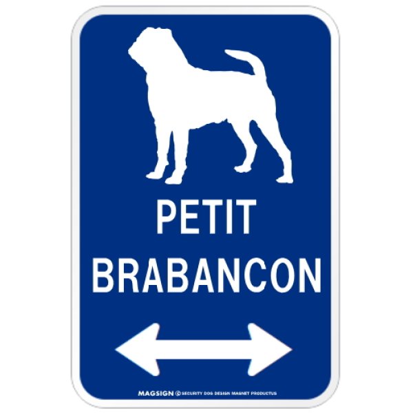 画像1: PETIT BRABANCON [MAGSIGN] プチブラバンソン シルエット＆矢印 アメリカン道路標識 英語犬種名 マグネット/ステッカー：ブルー (1)