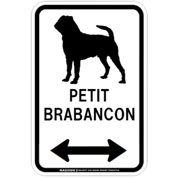 画像1: PETIT BRABANCON [MAGSIGN] プチブラバンソン シルエット＆矢印 アメリカン道路標識 英語犬種名 マグネット/ステッカー：ホワイト (1)
