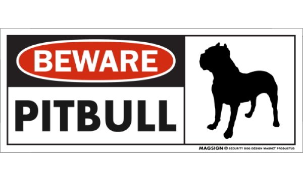 画像1: [MAGSIGN] ピットブル マグネット＆ステッカー 犬 注意 英語 BEWARE PIT BULL 対象:車(ドア/ガラス/ボディ)・屋外(玄関扉/窓ガラス/メールポスト) 日本製 (1)