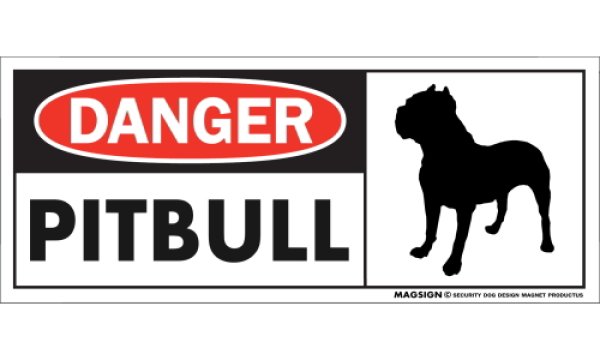 画像1: [MAGSIGN] ピットブル マグネット＆ステッカー 英語 危ない 危険 DANGER PIT BULL 対象:車(ドア/ガラス/ボディ)・屋外(玄関扉/窓ガラス/メールポスト) 日本製 (1)