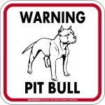 画像1: [MAGSIGN] WARNING PIT BULL マグネット＆ステッカー：ピットブル(ホワイト/イエロー/オレンジ) 注意 英語 正方形 車＆屋外用(防水性/耐光性) 日本製 (1)