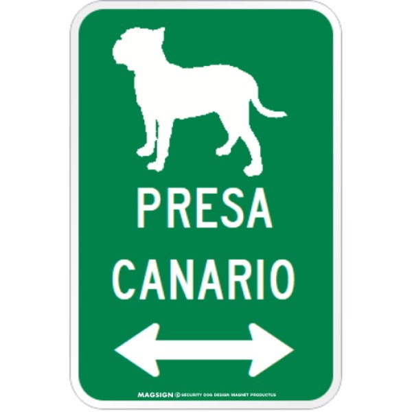 画像1: PRESA CANARIO [MAGSIGN] シルエット＆矢印 アメリカン道路標識 英語犬種名 マグネット/ステッカー：グリーン (1)