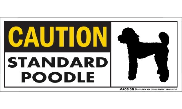 画像1: [MAGSIGN] スタンダードプードル マグネット＆ステッカー 英語 警戒 CAUTION STANDARD POODLE 対象:車(ドア/ガラス/ボディ)・屋外(玄関扉/窓ガラス/メールポスト) 日本製 (1)