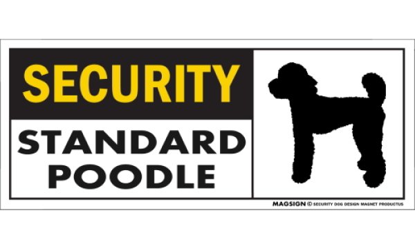 画像1: [MAGSIGN] スタンダードプードル セキュリティーマグネット＆ステッカー 英語 警備 防犯 SECURITY STANDARD POODLE 対象:車(ドア/ガラス/ボディ)・屋外(玄関扉/窓ガラス/メールポスト) 日本製 (1)