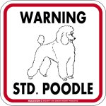 画像1: [MAGSIGN] WARNING STD. POODLE マグネット＆ステッカー：スタンダードプードル(ホワイト/イエロー/オレンジ) 注意 英語 正方形 車＆屋外用(防水性/耐光性) 日本製 [MAGSIGN] (1)