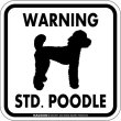 画像1: [MAGSIGN] WARNING STD. POODLE マグネット＆ステッカー：スタンダードプードル(ホワイト/イエロー/オレンジ) 注意 英語 正方形 車＆屋外用(防水性/耐光性) 日本製 [MAGSIGN] (1)