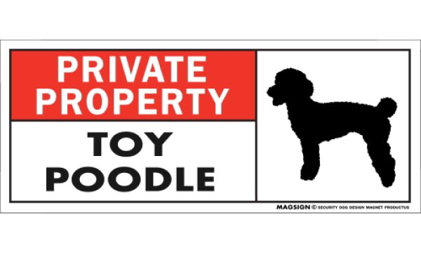 画像1: [MAGSIGN] トイプードル マグネット＆ステッカー 犬 英語 私的所有権・プライベート PRIVATE PROPERTY TOY POODLE 対象:車(ドア/ガラス/ボディ)・屋外(玄関扉/窓ガラス/メールポスト) 日本製 (1)