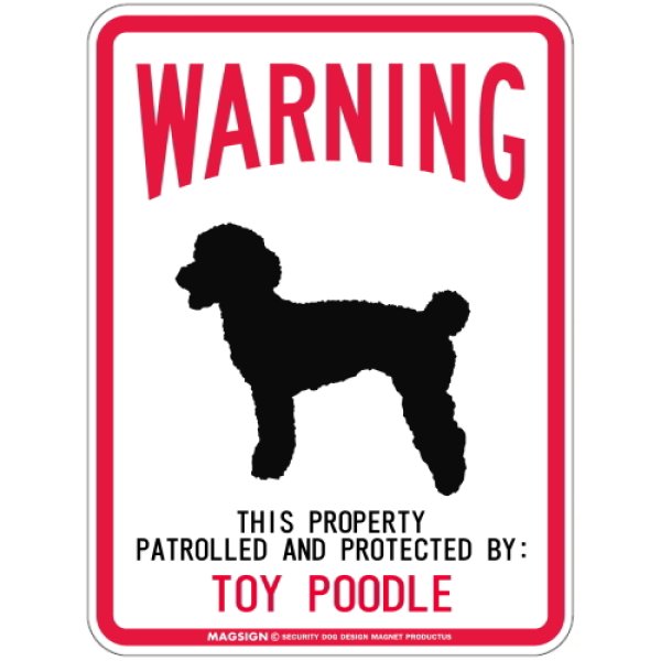 画像1: [MAGSIGN] TOY POODLE 注意 英語 WARNING 警告/保護/警戒 車 屋外用 マグネット＆ステッカー 日本製：トイプードル (1)