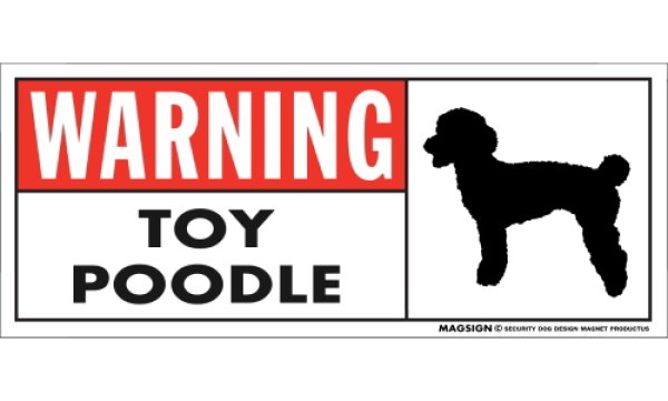 画像1: [MAGSIGN] トイプードル 注意マグネット＆ステッカー 英語 警戒/警告 WARNING TOY POODLE 対象:車(ドア/ガラス/ボディ)・屋外(玄関扉/窓ガラス/メールポスト) 日本製 (1)